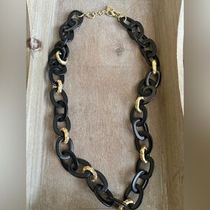 Talbots Elegant Gold and Black Acrylic Chain Link Necklace